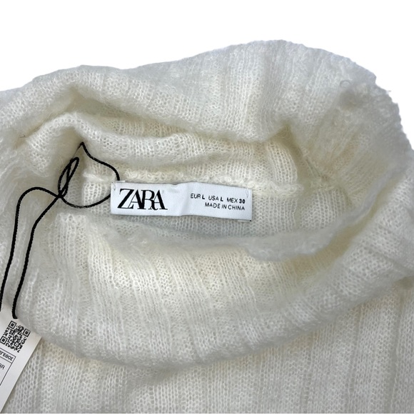 NWT Zara Lightweight Ribbed Knit Wide Oversized Wool Alpaca Turtleneck Sweater L - Picture 6 of 12
